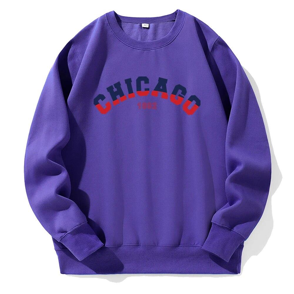 Chicago 1892 Red Blue Contrasting Design Unisex Sweatshirt Novelty Fashion Hooded O-Neck Casual Clothing Customize Loose Hoodies