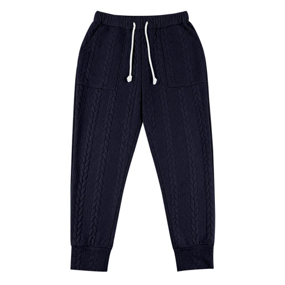 Men's Cable Knit Jogger Pants Elastic Waist Drawstring Casual Trousers with Pockets Lightweight Sweatpants for Daily Workout