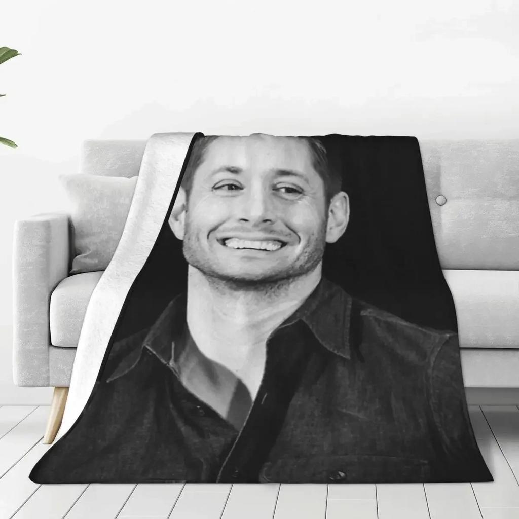 Throw Blanket Jensen Ackles Micro Fleece Blanket Four Sizes Retro Portable For Camping AntiPilling Blanket