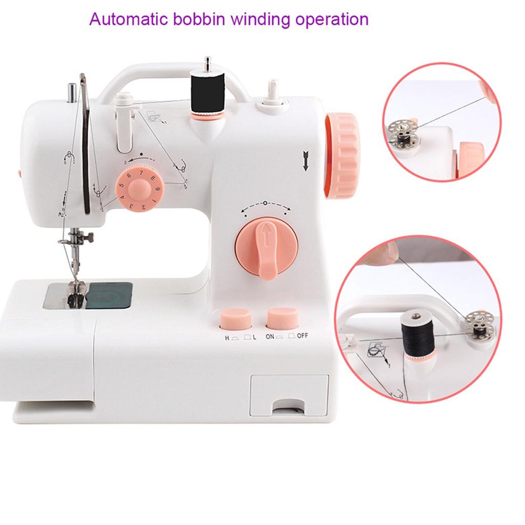 Mini Portable Sewing Machine Household Night Light Foot Pedal Straight Line Hand Table Tools Two Speeds Two Power Supply 6W