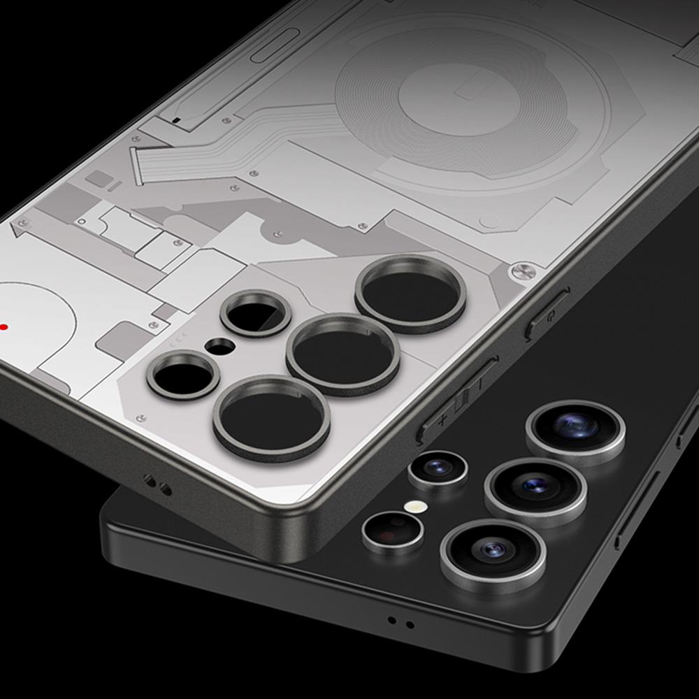 

For Samsung Galaxy S25 Ultra Case Circuit Pattern AG Skin Touch PC+TPU Phone Back Cover White