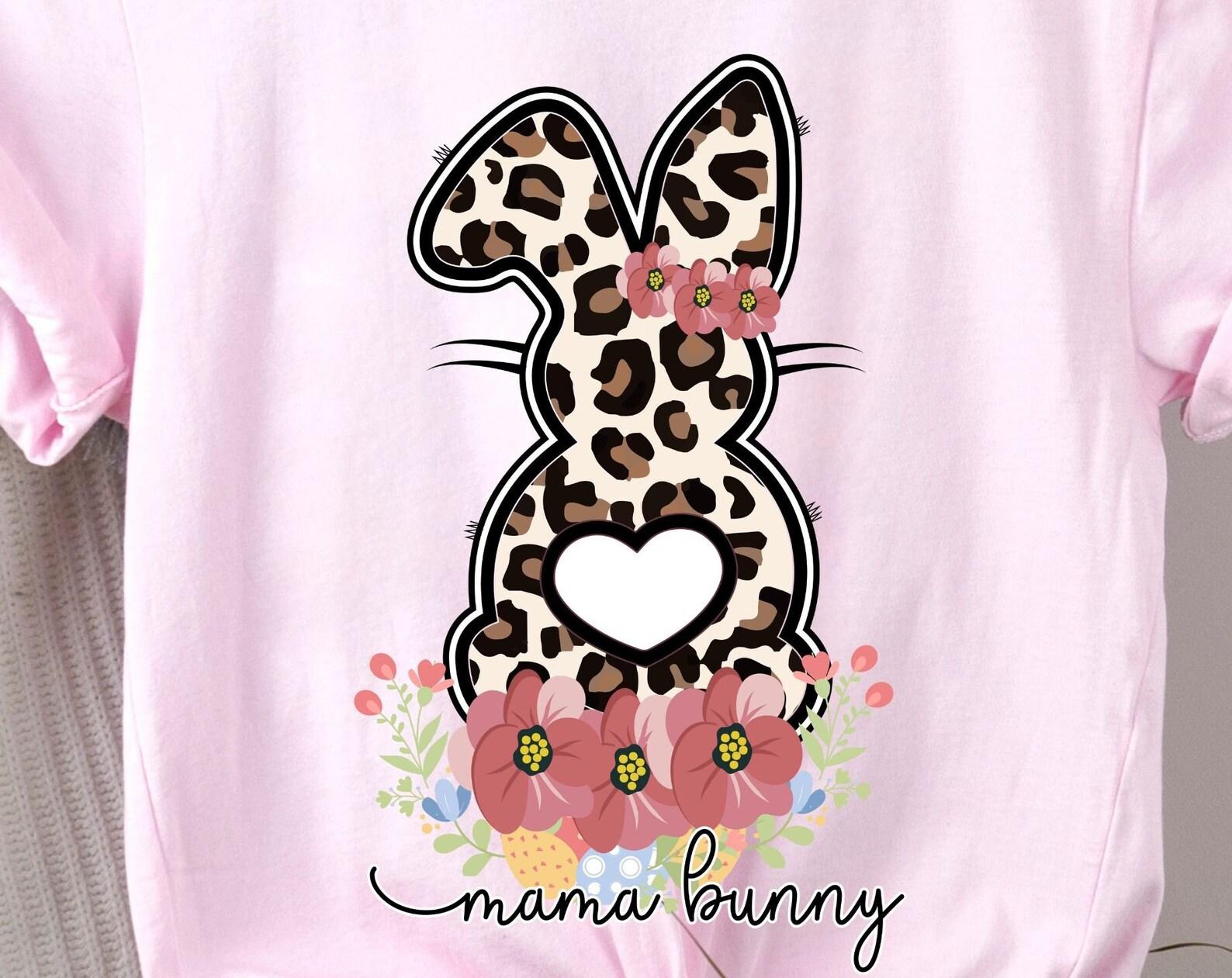 Mama Bunny tshirt, easter shirt, leopard bunny, easter eggs, easter flowers, easter bunny M