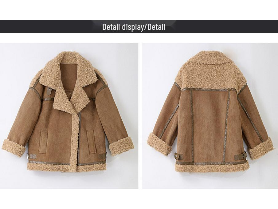 2024 Autumn/Winter Women's Thickened Lambswool & Deer Skin Jacket - Z5152