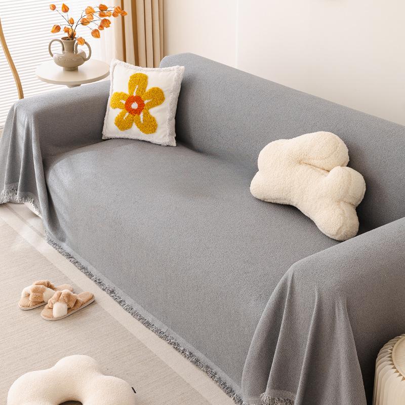 Sofa Towel Anti-Scratching Universal Sofa Cover Towel Cream Style Solid Color Sofa Cover Cover Cloth