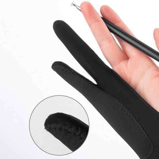 1 Pcs Drawing Gloves Breathable Prevent Mess Up Anti-mistouch Function Artist Gloves Stretchy Soft Fabric Protect Screen with Two Finger