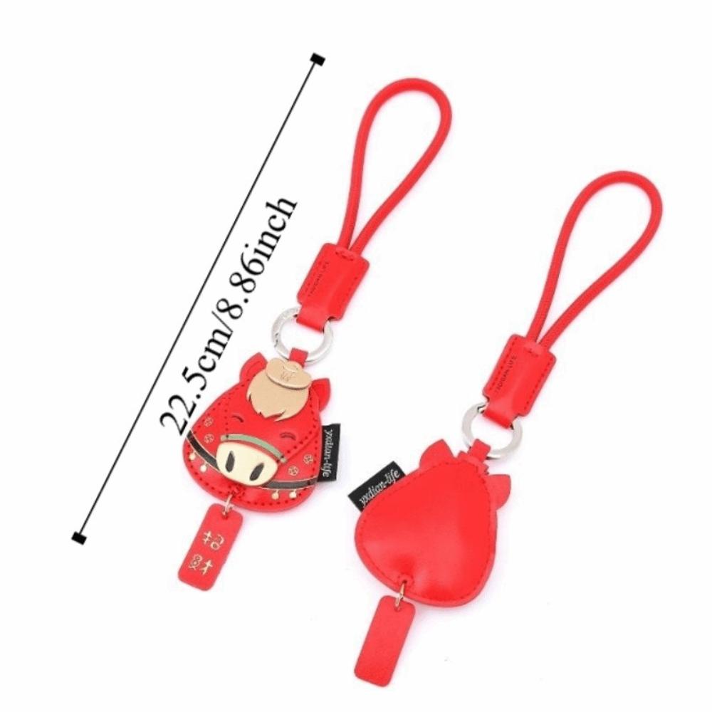 Cartoon Horse Keychain Red Chinese New Year Gift Unique Zodiac Pony Bag Pendant Birthday Gift