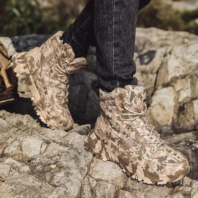 Fashion Men's Desert Combat Boots Outdoor Non-slip Hiking Shoes Waterproof Men's Work Boots Men Tactical Boots 2025 Fashion Ankle Boot