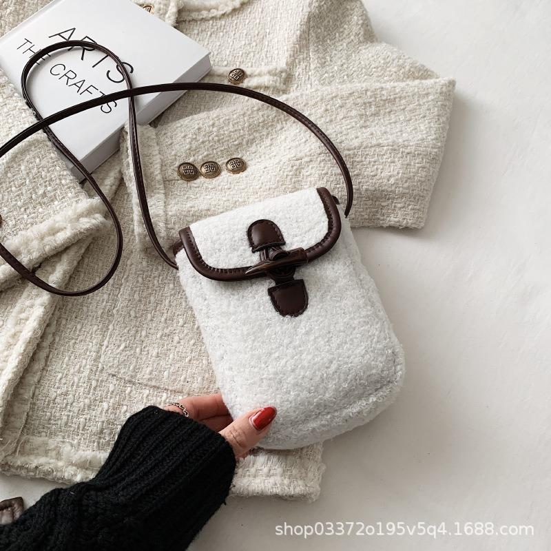 Lamm plyschväska höst och vinter ny damväska axelväska Mao Mao mobilväska