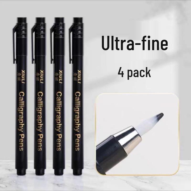 Versatile Calligraphy Pen Set: Refillable Soft Tips for Practice & Art - Includes Large, Medium, Small & Extra-Fine for Sutras, Painting & Outlining.