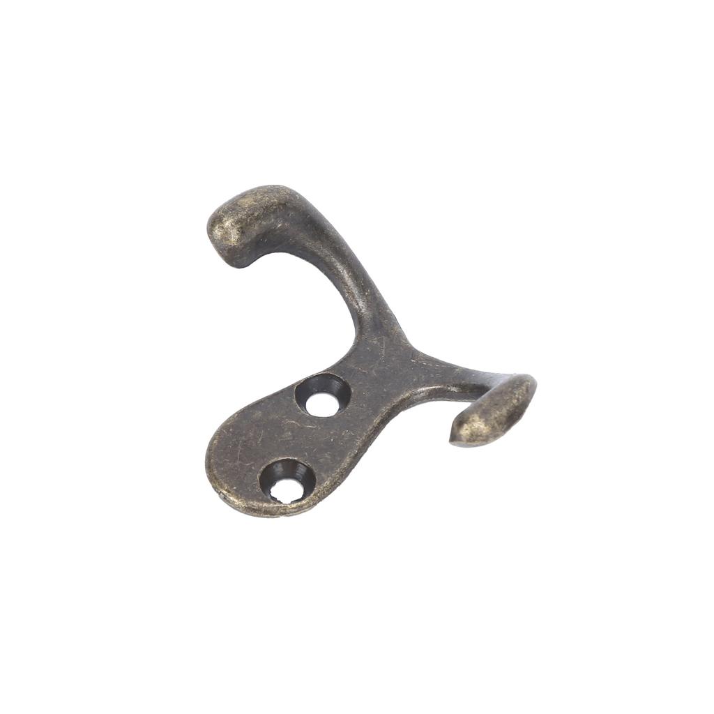 10Pcs Coat Hooks Small Double Prong AntiRust Sturdy Convenient Wall Mounted Tiebacks for Coat Clothing Keys(Antique Brass Plating )