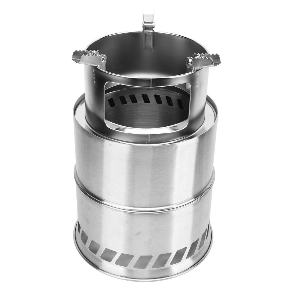 Wood Burning Camping Stove Stainless Steel Potable Backpacking Wood Stoves with Storage Bag for Tent Heating BBQ