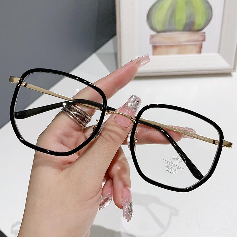 Metal TR myopia glasses frame Internet celebrity men and women plain polygon flat mirror frame tide