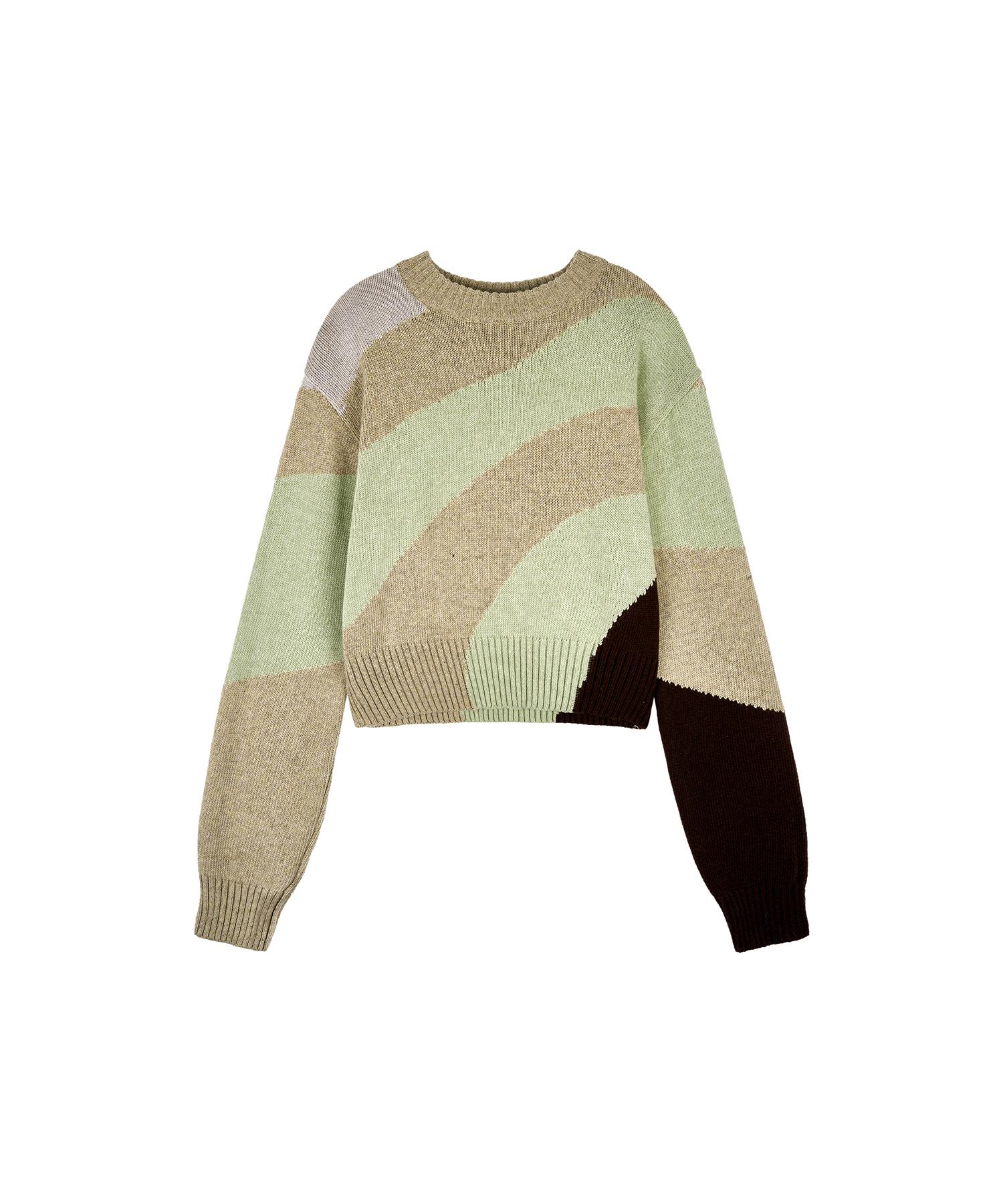 B-Flat Benetton Rhythmic Knit Pullover (Green) Os