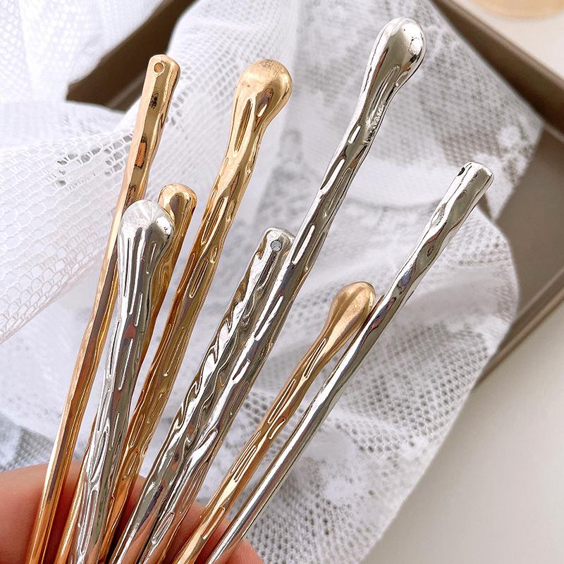 Japan Hair Stick Women Hair Clips Simple Metal Corrugated Non-slip Solid Color Hair Sticks Girls Hairclip Hair Accessories New