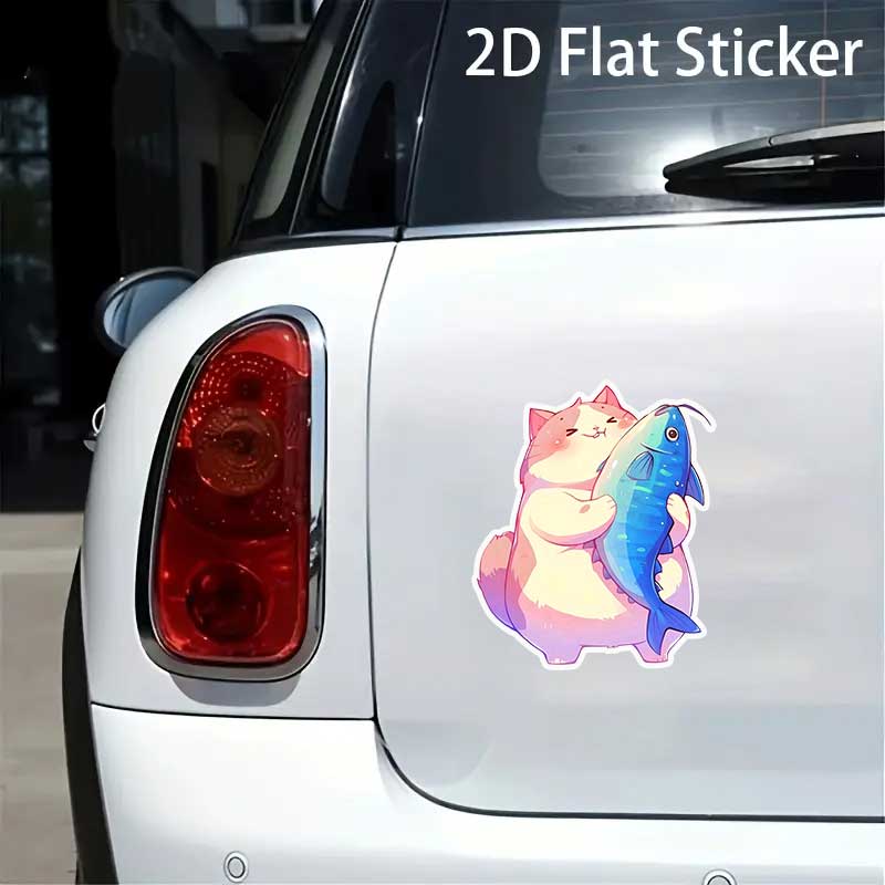 Cartoon Cat Self-Adhesive Paper Stickers Waterproof Decals for Car Bedside Wall Glass Window Refrigerator HE479
