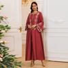 Middle Eastern Floral Embroidered Muslim Jalabiya Robe, Dubai Dress