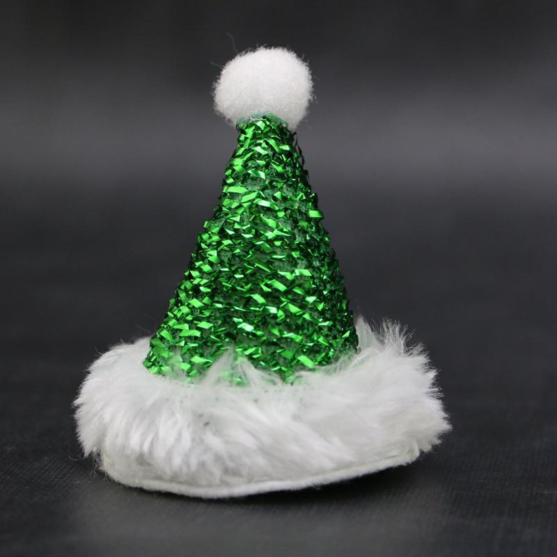 (5 Pcs/pack) 6.5cm Christmas Hat Mini Sequin Christmas Hat Santa Claus Hats Holiday Party Fashion Decoration Gift Decorative