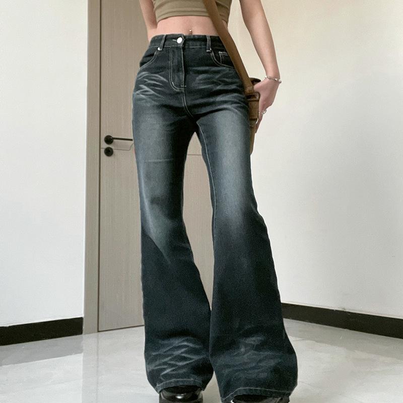 

2023 Women s Stretchy Bell Bottom Jeans - New Style Flared Floor-length Small чёрный