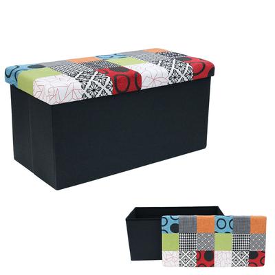[R0291] - Μπαούλο πάγκος αποθήκευσης 'Patchwork' πολύχρωμο - 76x38x38 εκ.