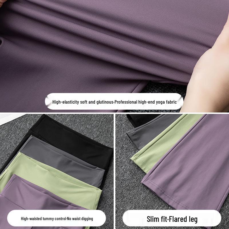 Women's High-Waisted Micro-Flare Athletic Pants for Fall – Leg-Lengthening Nude-Fit for Yoga, Tennis & Running
