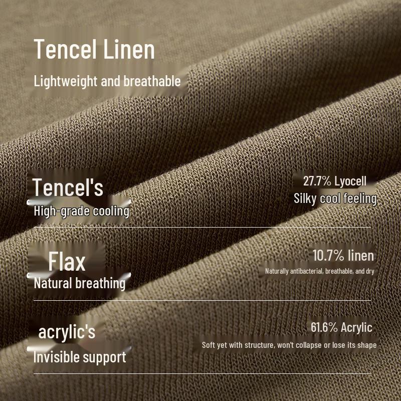 JD-made Women's Knitted Linen Blend Short Sleeve T-Shirt