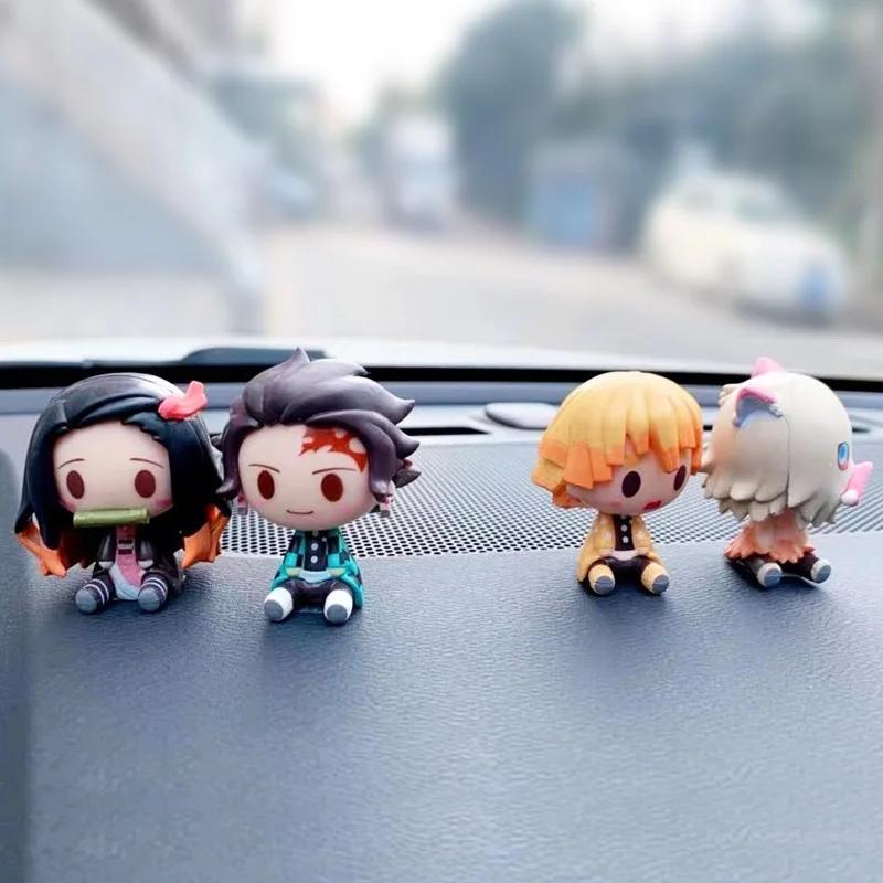 Demon Slayer Tanjiro Figure Ctue Nezuko Statue Anime Kimetsu No Yaiba Inosuke Zenitsu Figurine House Decoration Desk Accessories