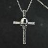 New Gothic Skull Cross Necklace Pendant Men's Trend European and American Hip Hop Vintage Sweater Chain