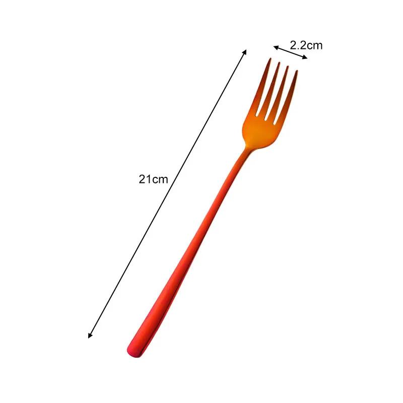 8 Colors Stainless Steel Long Handle Dinner Fork Korean Rainbow Fork Hotel Restaurant Party Supplies Dinnerware Steak Gold Fork