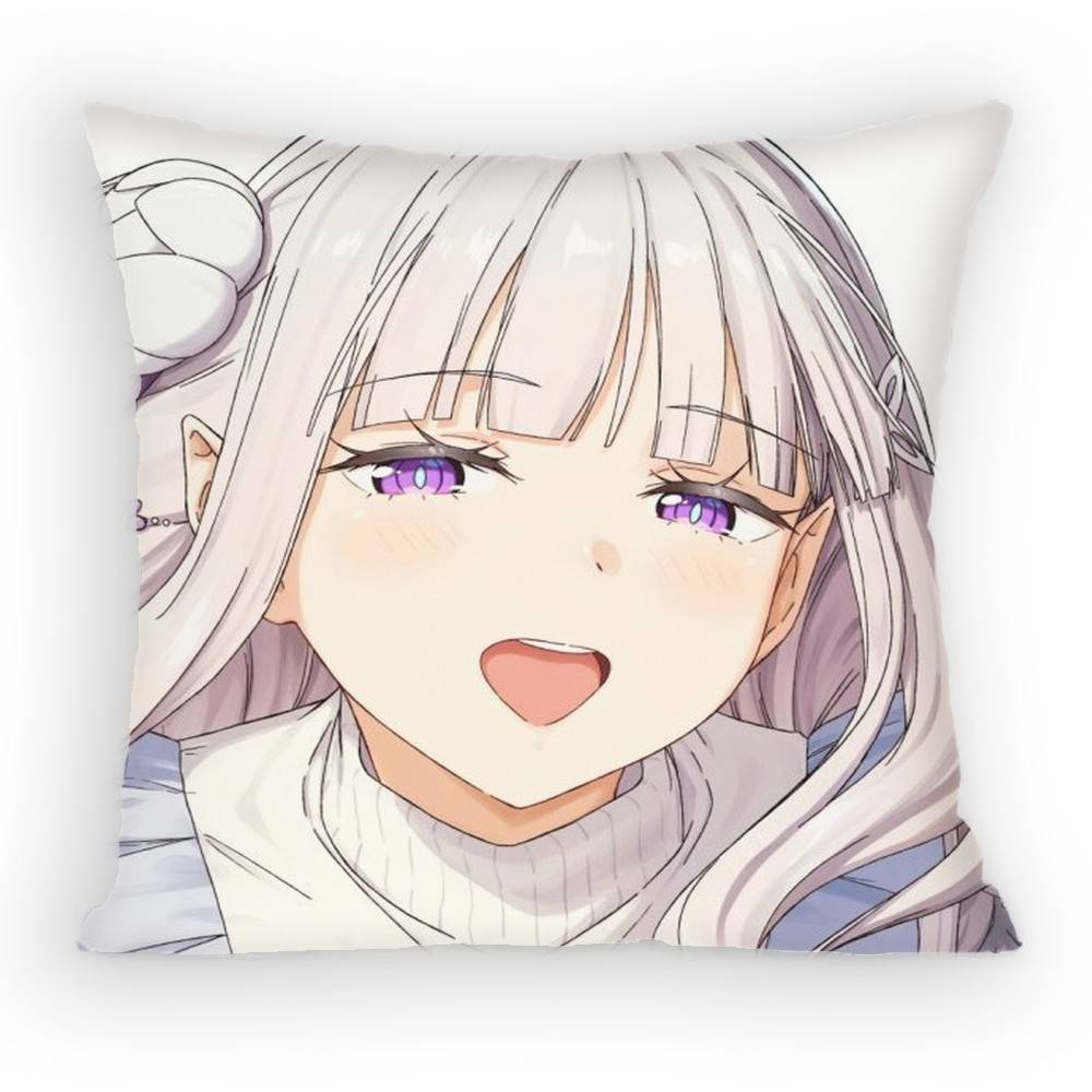 re zero infinity Emilia Cute Anime GGirl Pillow Case Sofa Living Room BedroomHeadboard Backrest Cushion Square Cushion Nap Time