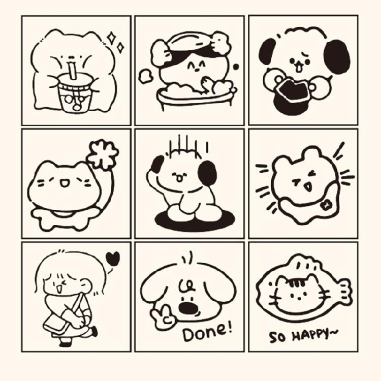 Wood Rubber Stamp Lovely Cats Stamp Animal Stamp Decorative Stamp Cartoon Dogs Stamp
