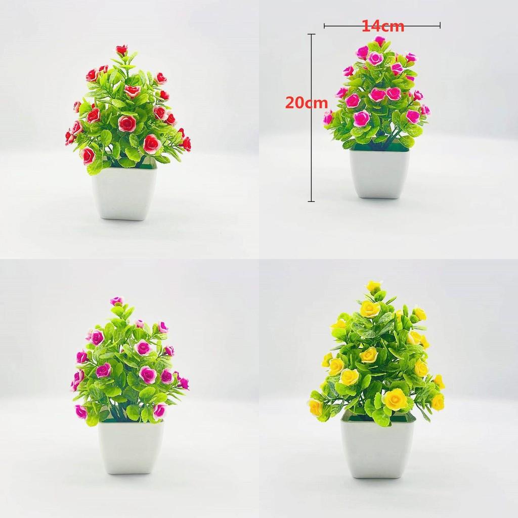 Simulate Five Twenty Roses Fake Flowers Potted Green Plants Indoor Decoration
