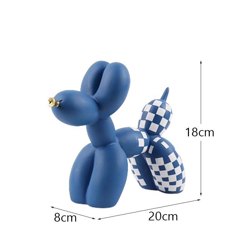 Plaid Balloon Dog Ornaments: Black & White Resin Decor for TV Cabinets & Living Rooms