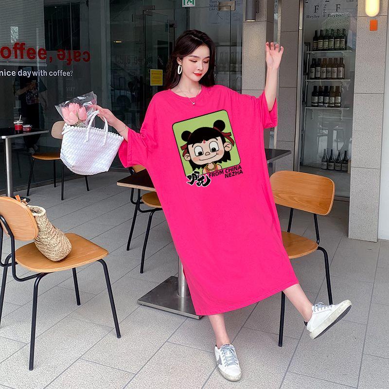 Women's Short Sleeve T-shirt Summer Large Size Medium Length Maternity Dress