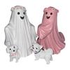 Ghost Walking Dog Statue Halloween Ghost And Dog Figurine Resin
