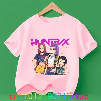 Madingas Laisvalaikio Karštas Vaikų Marškinėliai KPop Demonų Medžiotojai Filmas Apvalus Kaklas Animacinis Mergaitės Berniukai Marškinėliai Laisvalaikio Kūdikio Spaudinys Mergaitės Drabužiai