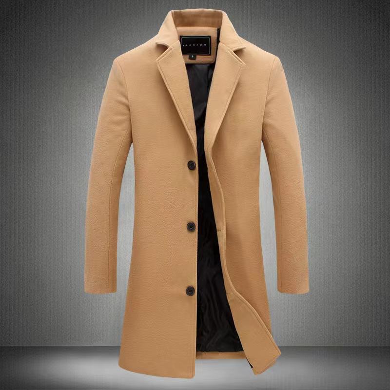 Herren Wollmantel Herbst und Winter Herren Mittel und Lang Wollmaterial Lässiger Trenchcoat Herrenmantel