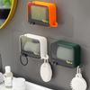 Wall-mounted Drawer Soap Dish Lid Flip Cover Laundry Soap Box New Drain Soap Storage Box