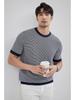 2024 Men's Striped Polo: Short-Sleeve, Versatile Round Neck Knit Shirt