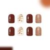 Höst Vinter Korta Fyrkantiga Lösnaglar 24 Styck Glansig Finish Skimrande Brun Lönnlöv Design Inga Verktyg Press On Nagel