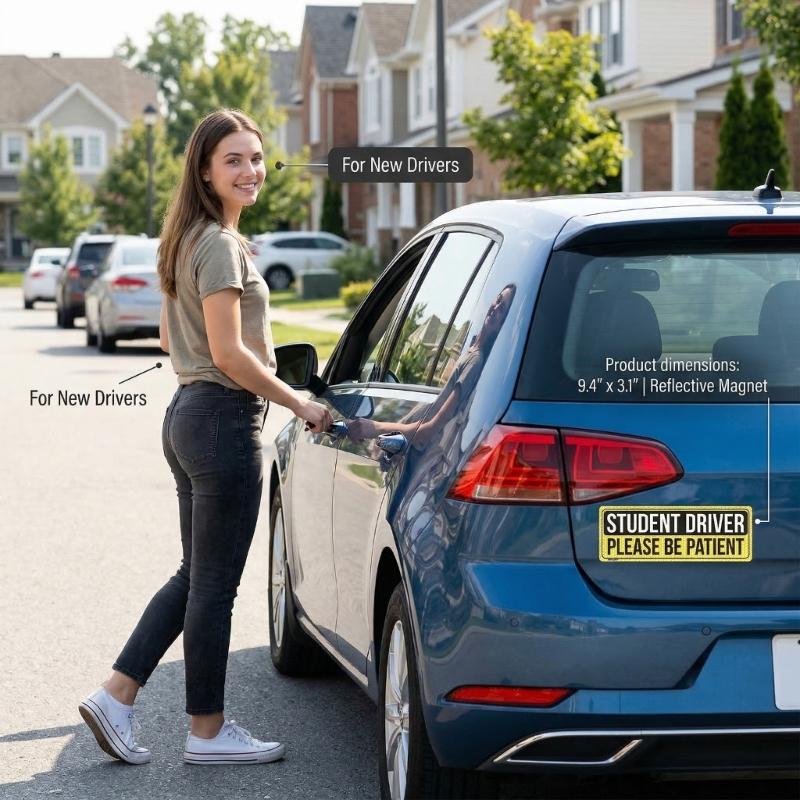 High Visibility Magnetic Car Sticker Exterior Accessories for Beginner Drivers PVC Construction Fit Any Vehicle Type