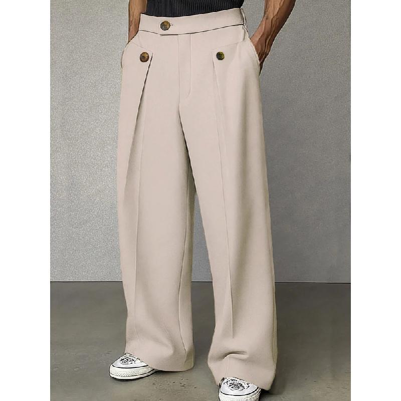 Men's straight-leg anti-wrinkle no-iron business casual trousers with premium drape