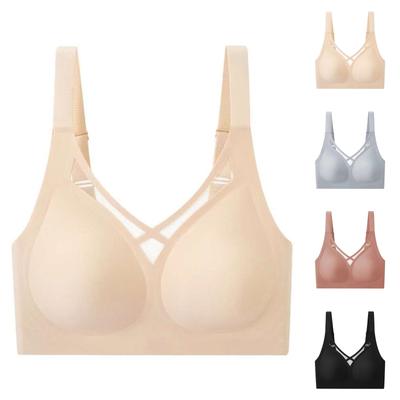Wireless Seamless Bra with Mesh Panel Soft Stretch Fabric Full Coverage Non Padded Comfort Everyday Wear for Women