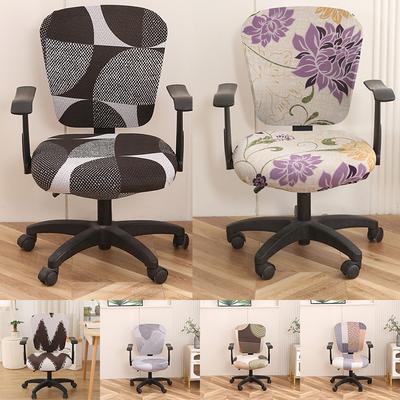 Elastic Office Chair Cover Print Split Computer Armchair Spandex Dust-Proof Seat Covers Stretch Slipcover Living Room