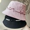 Pearl Bow Wide Brim Fisherman Hat For Summer Sun Protection Stylish Women Accessory