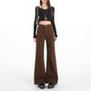 New coffee-colored high-waisted and slightly pulled jeans for women's autumn new small people loose and thin without sticking to their legs
