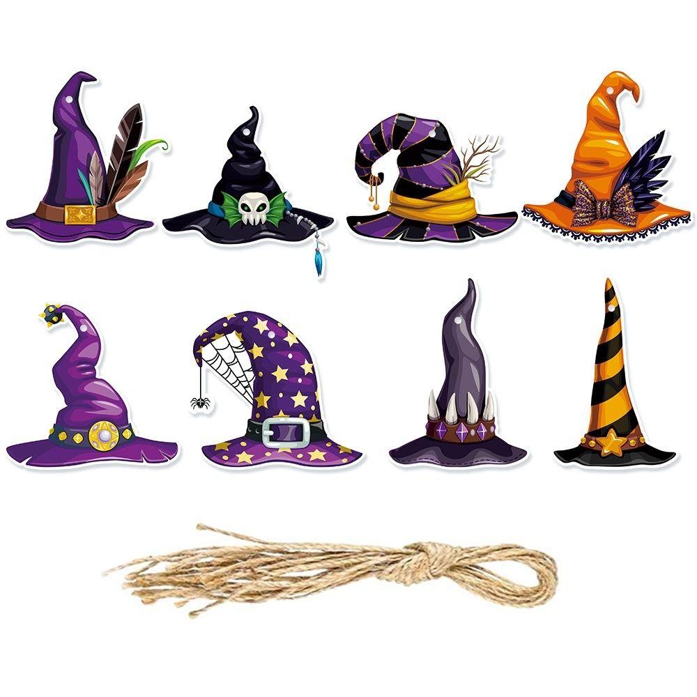 

8Pcs Funny Halloween Hanging Witch Hat Pendant Decorative Halloween Hanging Tag for Home 8Pcs