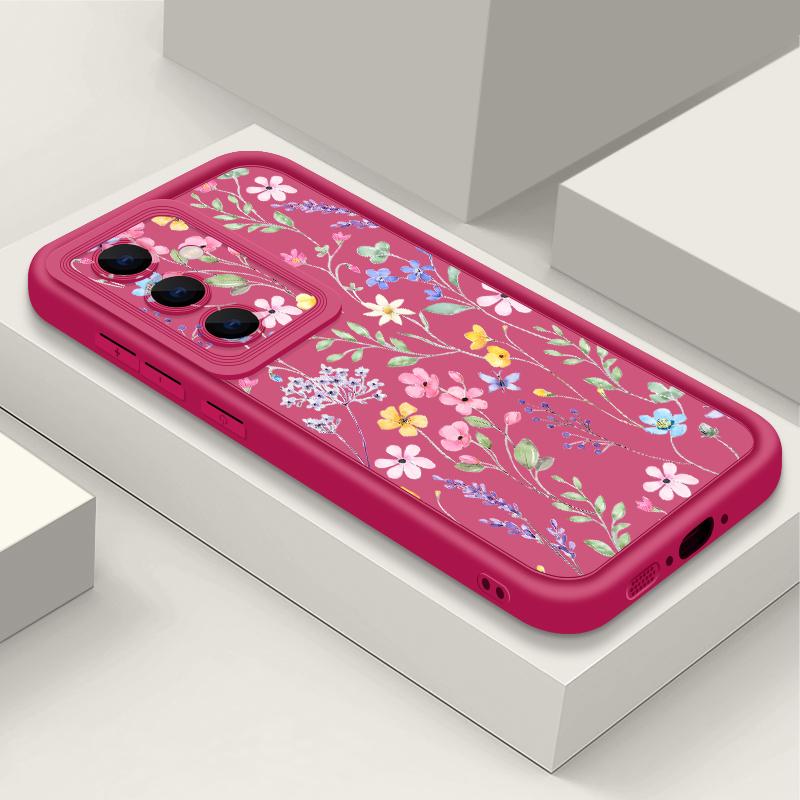 Etui Z Nadrukiem Kwiatów i Liści Do Samsung S26 S25 Ultra S24 S23 Plus S22 S21 FE A54 A15 A25 A35 A55 A16 A26 A36 A56 A17 A27 A37 A57 5G Odporne Na Wstrząsy Pokrowiec