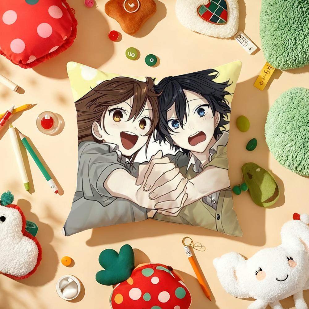H-Horimiya Anime Cushion Cover Plush Fabric Soft Double-Sided Printed Sofa Warm Winter Home Gift Pillow Cover