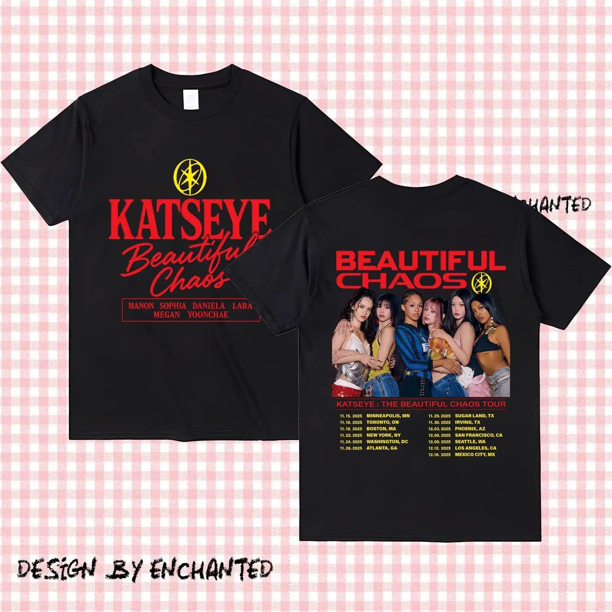 Kpop Tee Shirt Oversized Y2k Gabriela Katseye Beautiful Chaos Tracklist Katseye World Tour T-shirt Women Katseye Female Clothing L