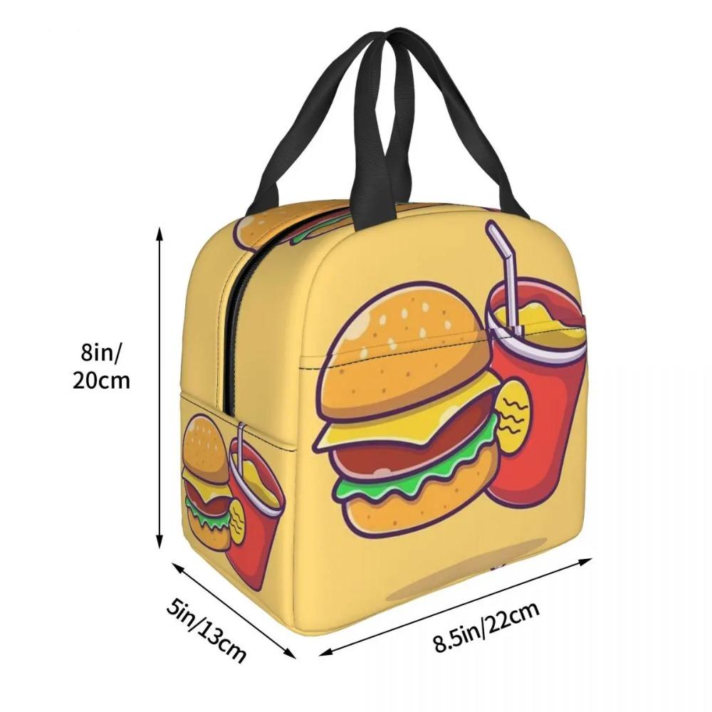 Cute Hamburger Food Pattern Insulated Lunch Bag for Women Office Cooler Thermal Food Box Tote Portable Lunch Boxes Container